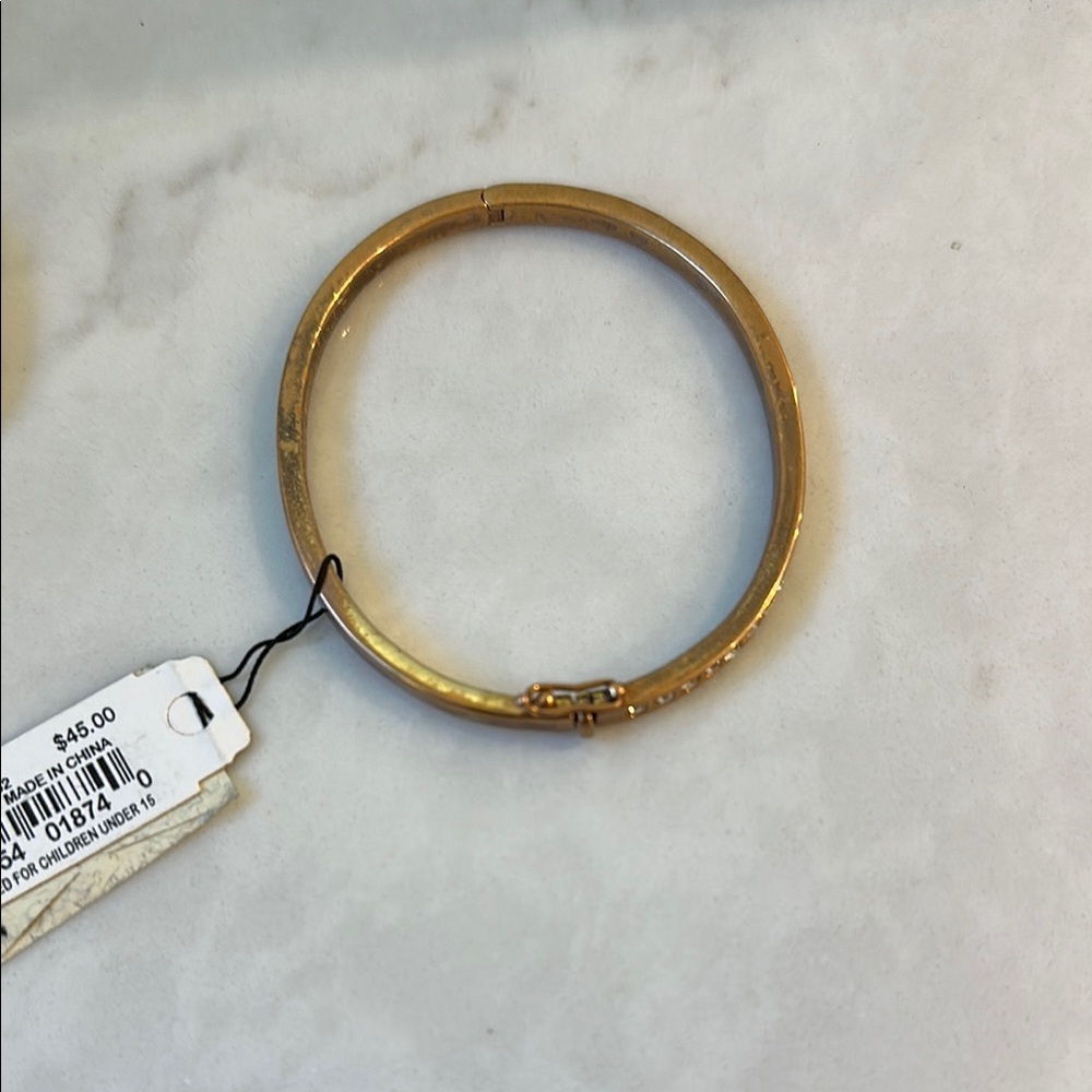 Givenchy Rose Gold Crystal Bangle Bracelet Set Flawed Gem Set of Two - Picture 6 of 6